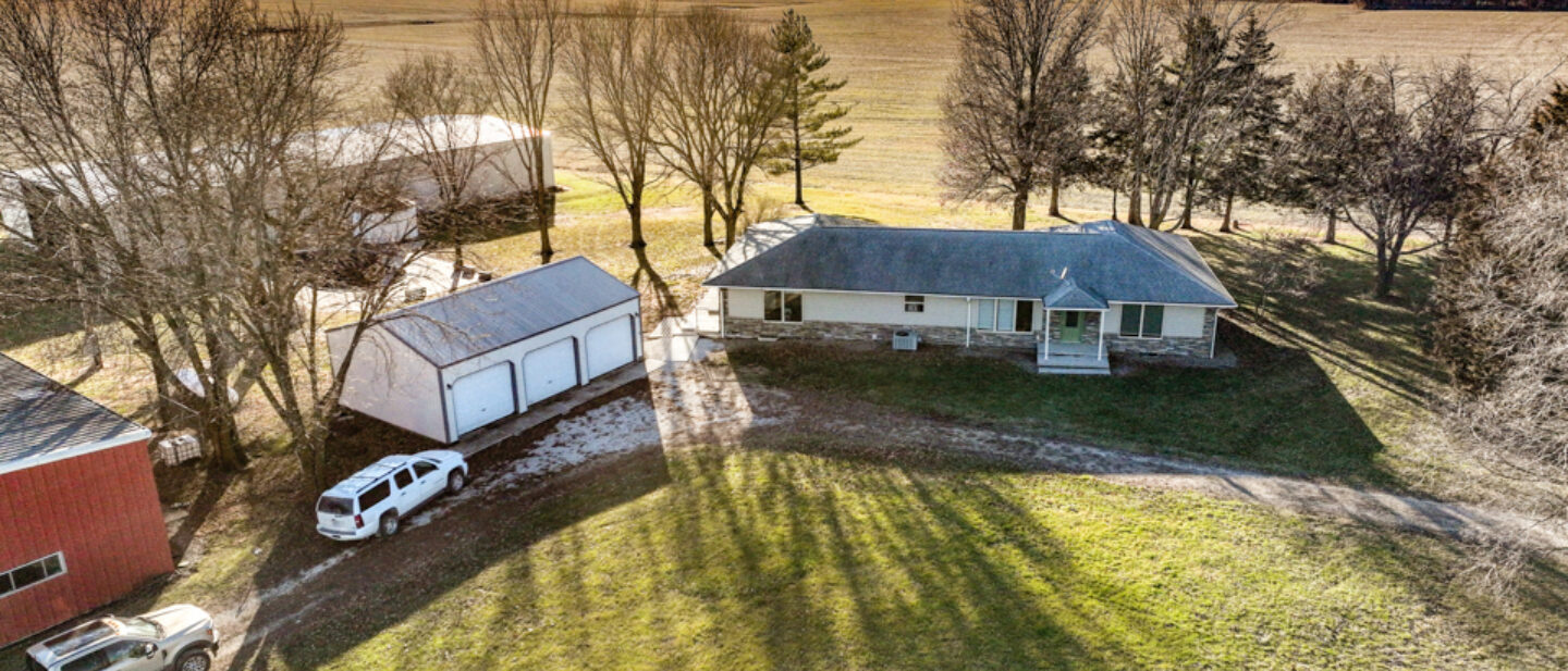 Aerial of House Garage Front yard