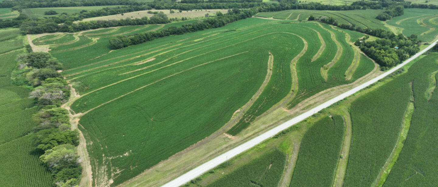 Tract 2 Panoramic Farm Drone Photo Fremont County Iowa Land Auction Farmers National Company