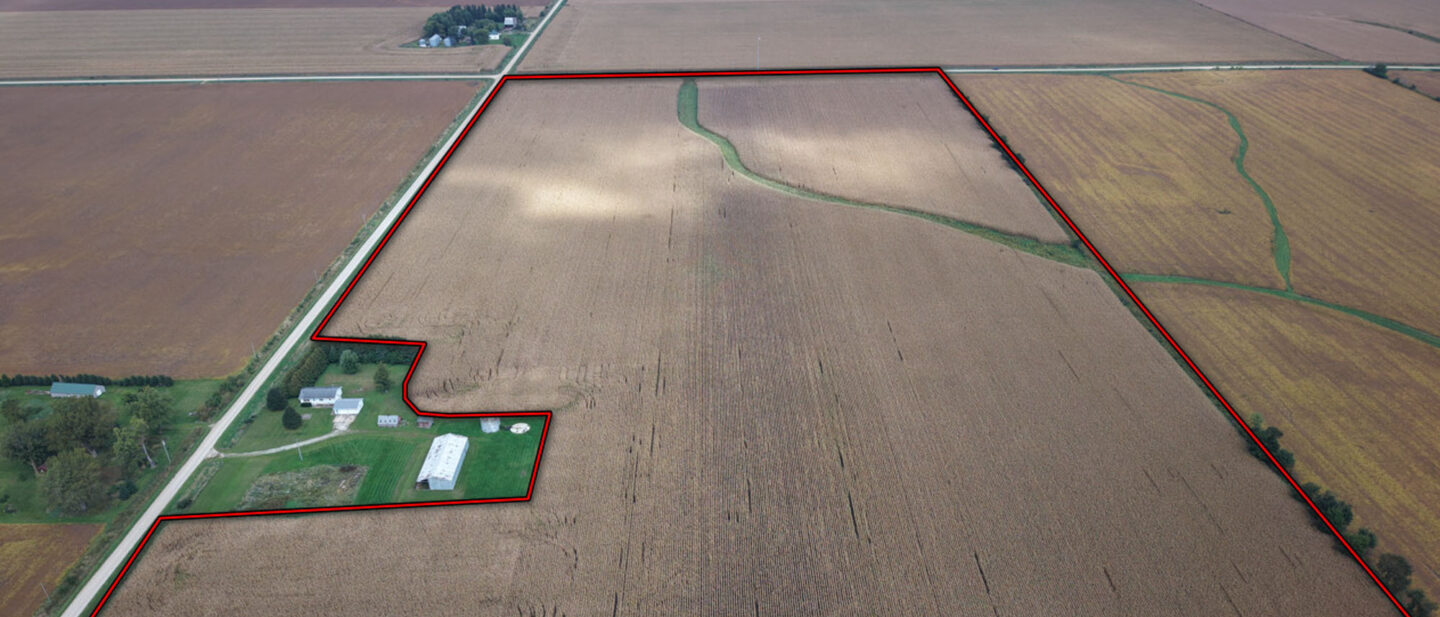 Chickasaw county iowa crop farm auction road frontage aerial