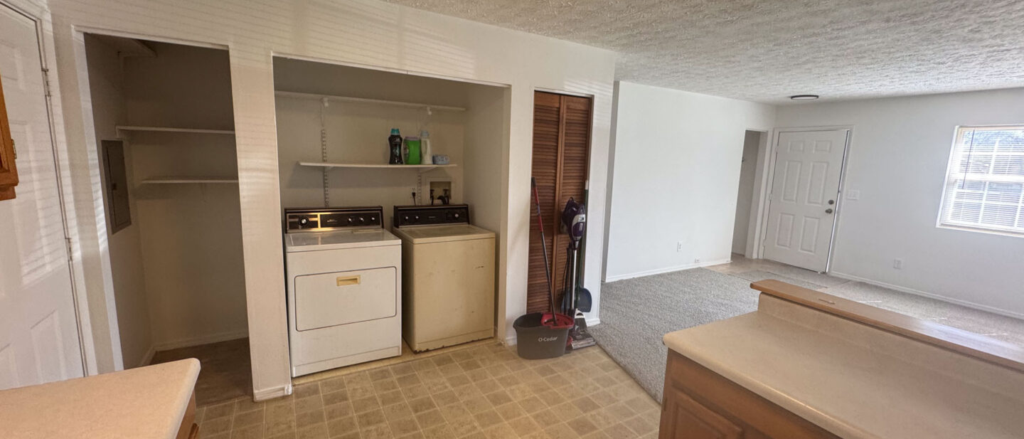 Laundry kitchen living room